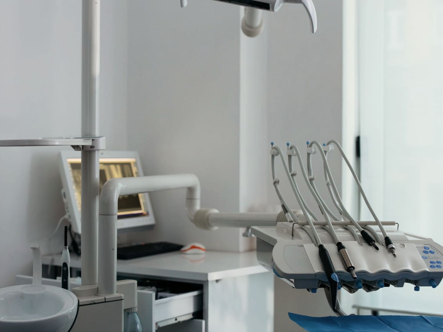 Sterile instruments laid out in a modern treatment room